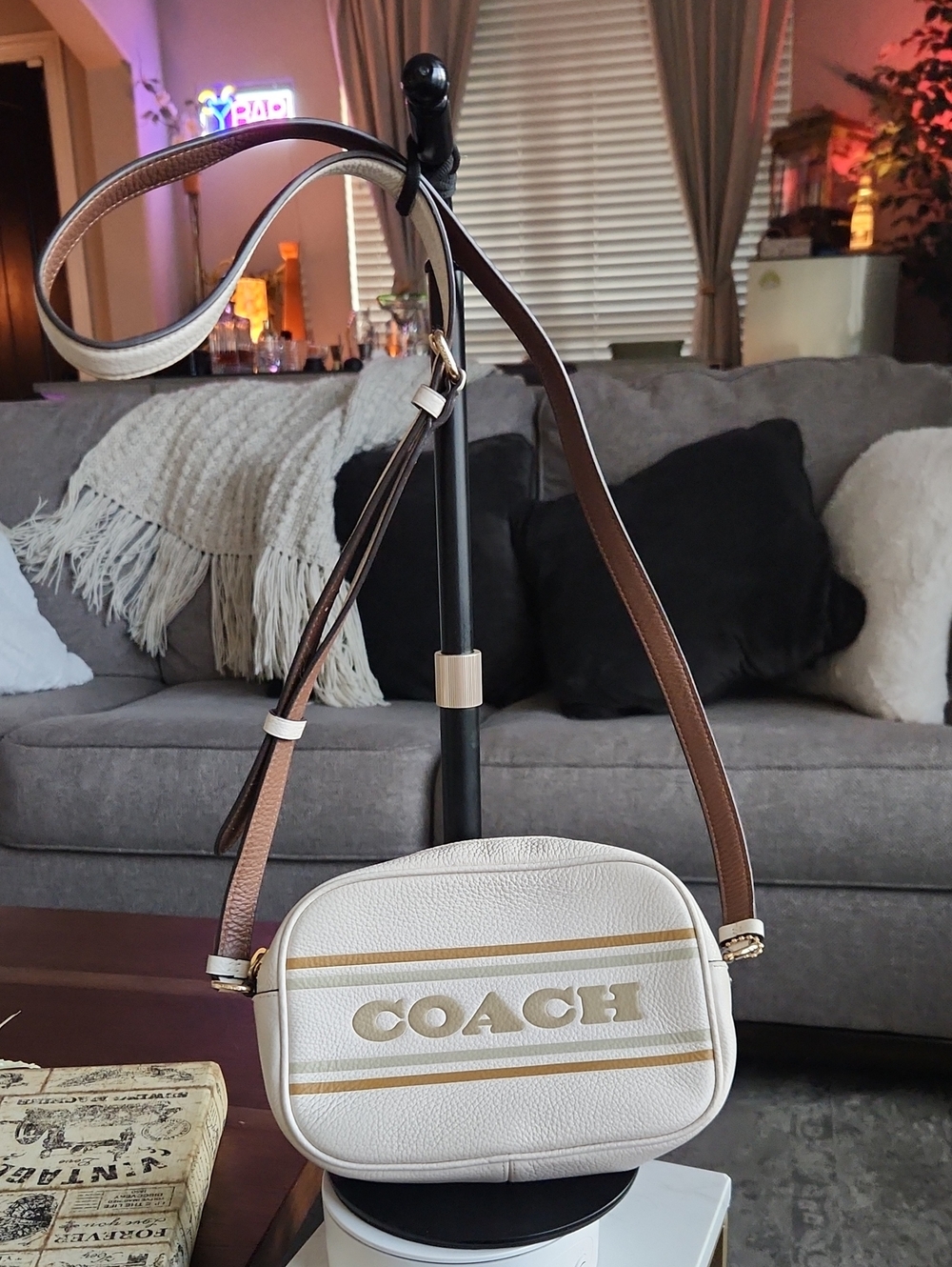 Coach Mini Jamie Camera Bag With Coach Stripe - Chalk Multi